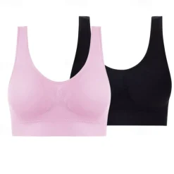 2 Pack Underwear Women's Plus Size Deep U Comfortable Beauty Back Yoga Vest with Pads No Steel Ring Gathered Shock-proof Sports Bra Home Outfits