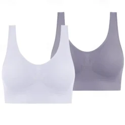 2 Pack Underwear Women's Plus Size Deep U Comfortable Beauty Back Yoga Vest with Pads No Steel Ring Gathered Shock-proof Sports Bra Home Outfits