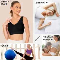 2 Pack Underwear Women's Plus Size Deep U Comfortable Beauty Back Yoga Vest with Pads No Steel Ring Gathered Shock-proof Sports Bra Home Outfits