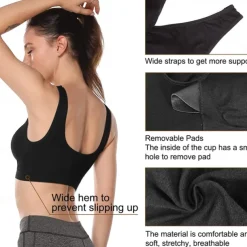 2 Pack Underwear Women's Plus Size Deep U Comfortable Beauty Back Yoga Vest with Pads No Steel Ring Gathered Shock-proof Sports Bra Home Outfits
