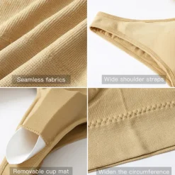 2 Pack Underwear Women's Plus Size Deep U Comfortable Beauty Back Yoga Vest with Pads No Steel Ring Gathered Shock-proof Sports Bra Home Outfits