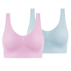 2 Pack Underwear Women's Plus Size Deep U Comfortable Beauty Back Yoga Vest with Pads No Steel Ring Gathered Shock-proof Sports Bra Home Outfits