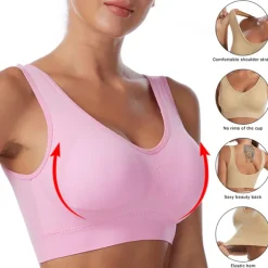 2 Pack Underwear Women's Plus Size Deep U Comfortable Beauty Back Yoga Vest with Pads No Steel Ring Gathered Shock-proof Sports Bra Home Outfits