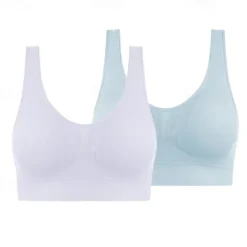 2 Pack Underwear Women's Plus Size Deep U Comfortable Beauty Back Yoga Vest with Pads No Steel Ring Gathered Shock-proof Sports Bra Home Outfits