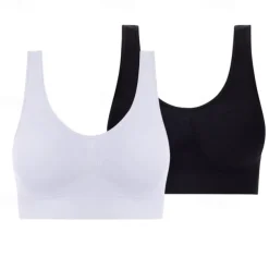 2 Pack Underwear Women's Plus Size Deep U Comfortable Beauty Back Yoga Vest with Pads No Steel Ring Gathered Shock-proof Sports Bra Home Outfits