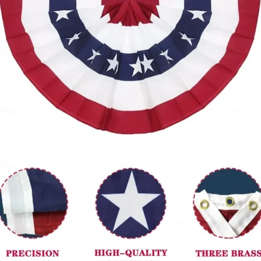 2 Pack USA Patriotic Pleated Fan Flags 3x6 Feet 4th of July Independence Day Large American Flags Bunting Patriotic Stars Stripes Pleated Fan USA Flag Banners Red White Blue Decorations