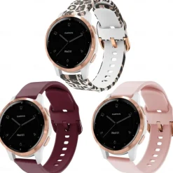 3 Pack Watch Band for Garmin Forerunner 255S / 255S Music Venu 2S Vivoactive 4S Vivomove 3S Soft Silicone Replacement Strap Quick Release 18mm Sport Band Wristband