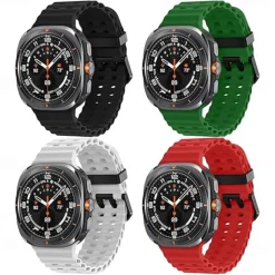 4 Pack Watch Band for Samsung Watch Ultra 47mm Silicone Replacement Strap Adjustable Ocean Band Wristband