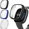 3 Pack Watch Case with Screen Protector Compatible with Fitbit Versa 4 Sense 2 Scratch Resistant Rugged Bumper Full Cover Tempered Glass / Hard PC Watch Cover