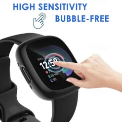 3 Pack Watch Case with Screen Protector Compatible with Fitbit Versa 4 Sense 2 Scratch Resistant Rugged Bumper Full Cover Tempered Glass / Hard PC Watch Cover