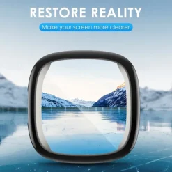 3 Pack Watch Case with Screen Protector Compatible with Fitbit Versa 4 Sense 2 Scratch Resistant Rugged Bumper Full Cover Tempered Glass / Hard PC Watch Cover