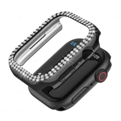 2 Pack Watch Case with Screen Protector Compatible with Apple Watch Series 8 7 41mm 45mm / Series 6 5 4 SE 40mm 44mm / Series 3 2 1 38mm 42mm Scratch Resistant Bling Diamond HD Clear Tempered Glass