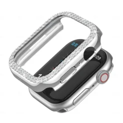 2 Pack Watch Case with Screen Protector Compatible with Apple Watch Series 8 7 41mm 45mm / Series 6 5 4 SE 40mm 44mm / Series 3 2 1 38mm 42mm Scratch Resistant Bling Diamond HD Clear Tempered Glass