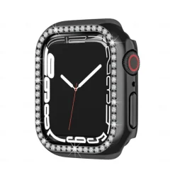 2 Pack Watch Case with Screen Protector Compatible with Apple Watch Series 8 7 41mm 45mm / Series 6 5 4 SE 40mm 44mm / Series 3 2 1 38mm 42mm Scratch Resistant Bling Diamond HD Clear Tempered Glass