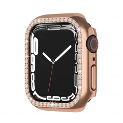 2 Pack Watch Case with Screen Protector Compatible with Apple Watch Series 8 7 41mm 45mm / Series 6 5 4 SE 40mm 44mm / Series 3 2 1 38mm 42mm Scratch Resistant Bling Diamond HD Clear Tempered Glass