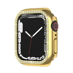 2 Pack Watch Case with Screen Protector Compatible with Apple Watch Series 8 7 41mm 45mm / Series 6 5 4 SE 40mm 44mm / Series 3 2 1 38mm 42mm Scratch Resistant Bling Diamond HD Clear Tempered Glass