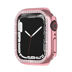 2 Pack Watch Case with Screen Protector Compatible with Apple Watch Series 8 7 41mm 45mm / Series 6 5 4 SE 40mm 44mm / Series 3 2 1 38mm 42mm Scratch Resistant Bling Diamond HD Clear Tempered Glass