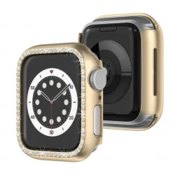 2 Pack Watch Case with Screen Protector Compatible with Apple Watch Series 8 7 41mm 45mm / Series 6 5 4 SE 40mm 44mm / Series 3 2 1 38mm 42mm Scratch Resistant Bling Diamond HD Clear Tempered Glass