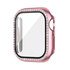 2 Pack Watch Case with Screen Protector Compatible with Apple Watch Series 8 7 41mm 45mm / Series 6 5 4 SE 40mm 44mm / Series 3 2 1 38mm 42mm Scratch Resistant Bling Diamond HD Clear Tempered Glass