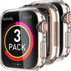3 Pack Waterproof Apple Watch Case For Series 7 / SE / 6/5/4/3/2/1 Apple Watch Screen Protector Full Coverage TPU Cover 38mm 42mm 44mm 40mm 41mm 45mm