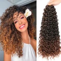 8 Packs 18 inch Curly Crochet Hair for Black Women Water Wave Crochet Hair Curly Braiding Hair GoGo Curl Crochet Hair Ocean Wave Beach Curl Wavy Crochet Hair Extensions