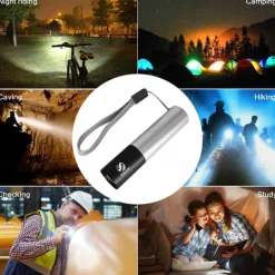 2 Packs Mini LED Flashlight USB Rechargable 3 Lighting Mode Waterproof Torch Telescopic Zoom Stylish Portable Suit for Night Lighting