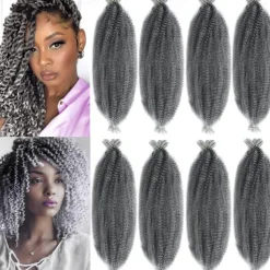 8 Packs Pre-Separated Springy Afro Twist Hair Suitable for Damaged Soft Locs Synthetic Marley Twist Braiding Hair