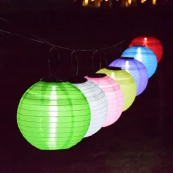 3 Packs Solar Paper Lanterns 8&10&12inch Waterproof Outdoor Nylon Cloth Paper Lantern Lamps Garden Hanging Paper Lanterns for Outdoor Garden Wedding Halloween Party Decoration(Warm White)