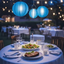 3 Packs Solar Paper Lanterns 8&10&12inch Waterproof Outdoor Nylon Cloth Paper Lantern Lamps Garden Hanging Paper Lanterns for Outdoor Garden Wedding Halloween Party Decoration(Warm White)