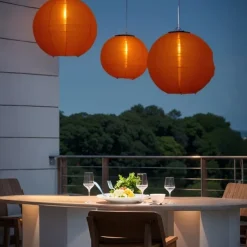 3 Packs Solar Paper Lanterns 8&10&12inch Waterproof Outdoor Nylon Cloth Paper Lantern Lamps Garden Hanging Paper Lanterns for Outdoor Garden Wedding Halloween Party Decoration(Warm White)