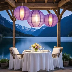 3 Packs Solar Paper Lanterns 8&10&12inch Waterproof Outdoor Nylon Cloth Paper Lantern Lamps Garden Hanging Paper Lanterns for Outdoor Garden Wedding Halloween Party Decoration(Warm White)