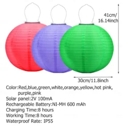3 Packs Solar Paper Lanterns 8&10&12inch Waterproof Outdoor Nylon Cloth Paper Lantern Lamps Garden Hanging Paper Lanterns for Outdoor Garden Wedding Halloween Party Decoration(Warm White)