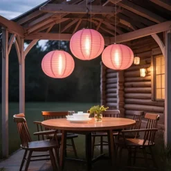 3 Packs Solar Paper Lanterns 8&10&12inch Waterproof Outdoor Nylon Cloth Paper Lantern Lamps Garden Hanging Paper Lanterns for Outdoor Garden Wedding Halloween Party Decoration(Warm White)