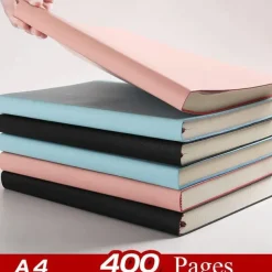 400 Pages A4 Notebook College Student Art Exquisite Thickened Large Notepad A5 Office High-end Pu Leather Work Conference Record Book Horizontal Line Diary