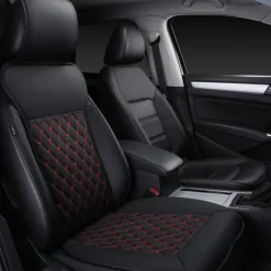 1 Pair Car Seat Covers Luxury Car Protectors Universal Anti-Slip Driver Seat Cover with Backrest Diamond Pattern Easy Install with Two-Tone Accent Universal Fit Interior Accessories for Auto Truck Van