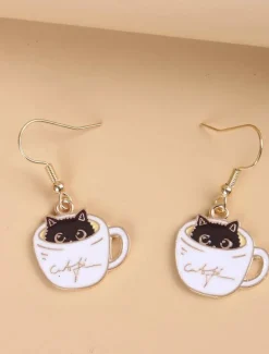 1 Pair Drop Earrings For Women's Birthday Gift Date Alloy Classic Cat Cup
