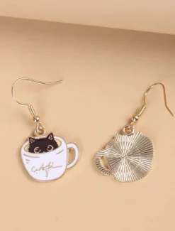 1 Pair Drop Earrings For Women's Birthday Gift Date Alloy Classic Cat Cup