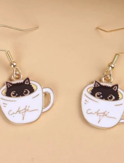 1 Pair Drop Earrings For Women's Birthday Gift Date Alloy Classic Cat Cup