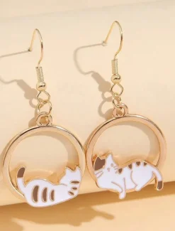 1 Pair Drop Earrings For Women's Street Gift Date Alloy Classic Cat Moon