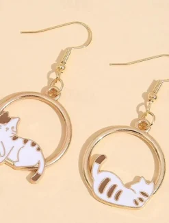 1 Pair Drop Earrings For Women's Street Gift Date Alloy Classic Cat Moon