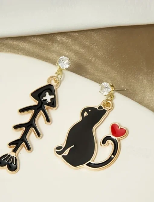 1 Pair Drop Earrings Mismatch Earrings For Women's Party Evening Gift Prom Alloy Classic Cat Fish