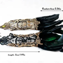 1 Pair Lace Feather Gloves Retro Vintage Punk & Gothic Long Gloves Feather Lace Witch Maleficent Women's Lace Cosplay Costume Masquerade Party Evening