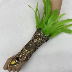 1 Pair Lace Feather Gloves Retro Vintage Punk & Gothic Long Gloves Feather Lace Witch Maleficent Women's Lace Cosplay Costume Masquerade Party Evening
