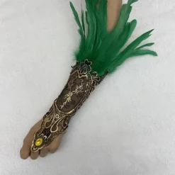 1 Pair Lace Feather Gloves Retro Vintage Punk & Gothic Long Gloves Feather Lace Witch Maleficent Women's Lace Cosplay Costume Masquerade Party Evening