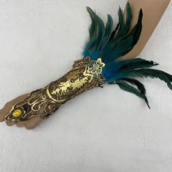 1 Pair Lace Feather Gloves Retro Vintage Punk & Gothic Long Gloves Feather Lace Witch Maleficent Women's Lace Cosplay Costume Masquerade Party Evening