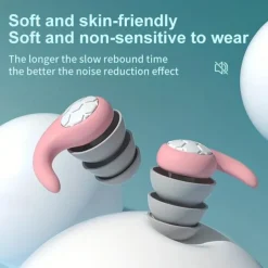 1 Pair Sleeping Ear Plugs Silicone Soft Comfortable Earplugs Sound Insulation Noise Reduction Earbuds Noise Filter Sleeping Swimming Waterproof Three Layers Mute