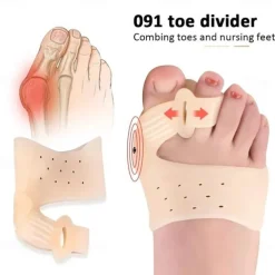 1 Pair Toes Separator Bunion Bone Ectropion Adjuster Hallux Valgus Bunion Corrector Pad Toe Straightener Outer Appliance Foot Care Tool