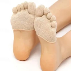 1 Pair Women's Solid Moisture Wicking Half Palm Invisible Socks, Five-toe Breathable Yoga Non-slip Toe Socks