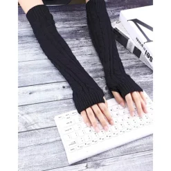 1 Pairs Elbow Warmer Arm Warmers Long Fingerless Gloves Knit Wrist Warmers with Thumb Hole Open F inger Arm Socks for Women Adult
