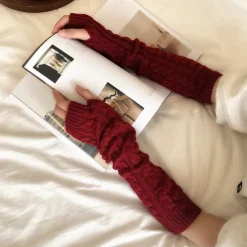 1 Pairs Elbow Warmer Arm Warmers Long Fingerless Gloves Knit Wrist Warmers with Thumb Hole Open F inger Arm Socks for Women Adult